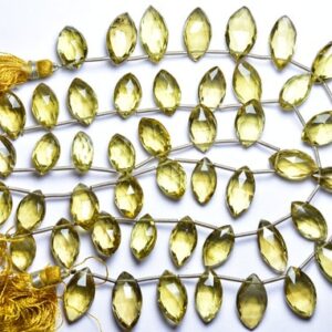 9 inches - Natural High Quality Faceted Beer Quartz Marquise Briolettes - Size is 8x14-10x17 mm #1613 9 inches - Natural High Quality Faceted Beer Quartz Marquise Briolettes - Size is 8x14-10x17 mm #1613