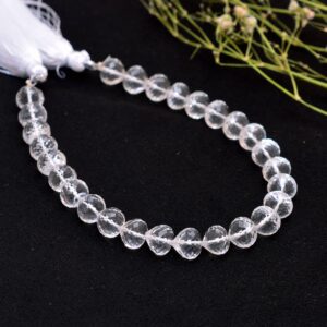 Aaa+ Crystal Quartz 8x8mm Onion Briolette Beads , Clear Crystal Gemstone Faceted Straight Drill Briolette Loose Fancy Beads , 8inch Strand Aaa+ Crystal Quartz 8x8mm Onion Briolette Beads , Clear Crystal Gemstone Faceted Straight Drill Briolette Loose Fancy Beads , 8inch Strand
