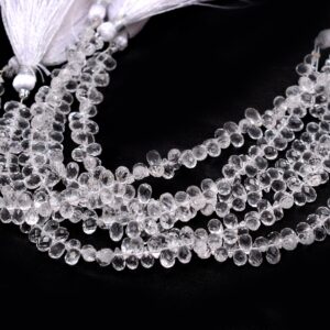 Aaa+ Crystal Quartz 3x5mm Teardrop Faceted Beads | 6inch Strand | Natural Clear Crystal Semi Precious Gemstone Teardrop Briolette Beads Aaa+ Crystal Quartz 3x5mm Teardrop Faceted Beads | 6inch Strand | Natural Clear Crystal Semi Precious Gemstone Teardrop Briolette Beads
