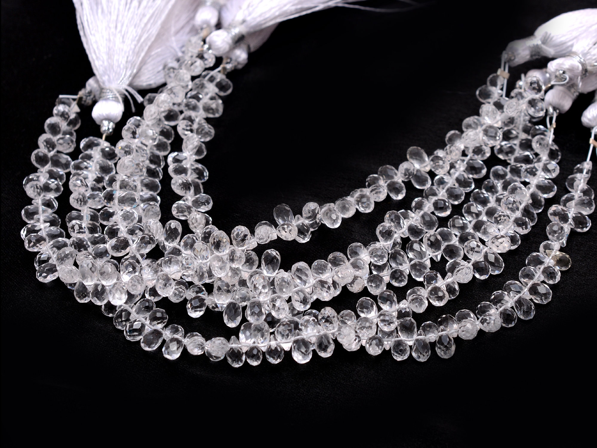 Aaa+ Crystal Quartz 3x5mm Teardrop Faceted Beads | 6inch Strand | Natural Clear Crystal Semi Precious Gemstone Teardrop Briolette Beads
