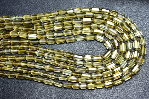 Beer Quartz Barrel Beads - 10 Inches - Natural Faceted Beer Quartz Barrel Cylinder Briolettes -  Size Is 4.5x6 - 5.5x10 Mm #2393