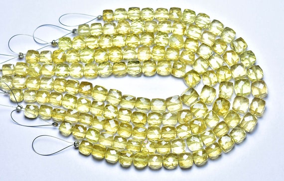 Beer Quartz Cube Beads - 7.5 Inches - Natural Beautiful Faceted Beer Quartz Cube Briolette - Size Is 6 - 7.5 Mm #2564
