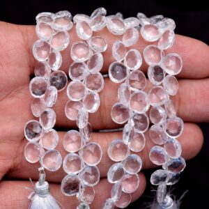 Crystal Quartz Gemstone 8mm Faceted Heart Briolette Beads , Natural Aaa+ Clear Crystal Semi Precious Gemstone Beads For Jewelry , 5" Strand Crystal Quartz Gemstone 8mm Faceted Heart Briolette Beads , Natural Aaa+ Clear Crystal Semi Precious Gemstone Beads For Jewelry , 5" Strand
