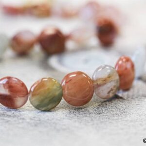 L/ Red Hematoid Quartz 14mm/ 10mm Dime Beads 16" Strand Natural Quartz Gemstone Beads For Jewelry Making L/ Red Hematoid Quartz 14mm/ 10mm Dime Beads 16" Strand Natural Quartz Gemstone Beads For Jewelry Making