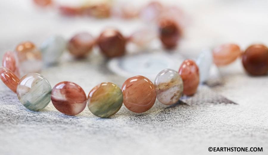 L/ Red Hematoid Quartz 14mm/ 10mm Dime Beads 16" Strand Natural Quartz Gemstone Beads For Jewelry Making L/ Red Hematoid Quartz 14mm/ 10mm Dime Beads 16" Strand Natural Quartz Gemstone Beads For Jewelry Making