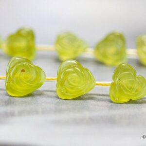 M/ Olive Quartz 10mm/ 7mm Flower Beads 16" strand Enhanced gemstone For jewelry making