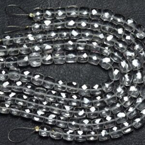 Super Quality Rock Crystal Cubes Beads - 8 inches - Natural Rock Crystal Cube,Box Briolettes - Size is 7 -7.5 mm #824 Super Quality Rock Crystal Cubes Beads - 8 inches - Natural Rock Crystal Cube,Box Briolettes - Size is 7 -7.5 mm #824