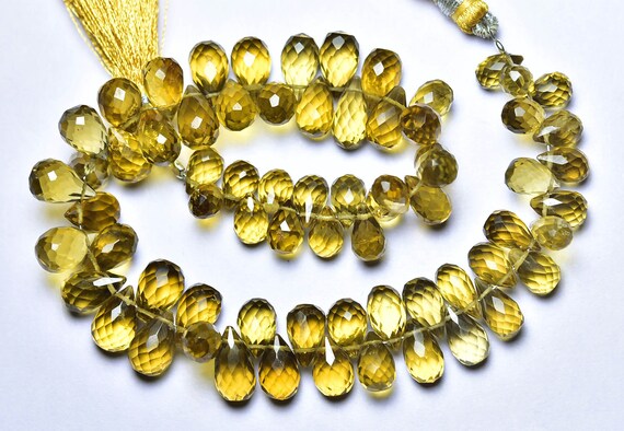 Super Quality Beer Quartz Teardrop Beads - 9 Inches - Eye Clean Natural Beer Quartz Teardrop Briolettes - Size Is 5x8 - 8x10 Mm #2409