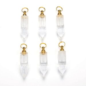 54x14mm Natural Rock Crystal Clear Quartz Gemstone Perfume Bottle Pendant Bullet Point, Essential Oil Bottle Beads 1 Bead (80017265-p72)