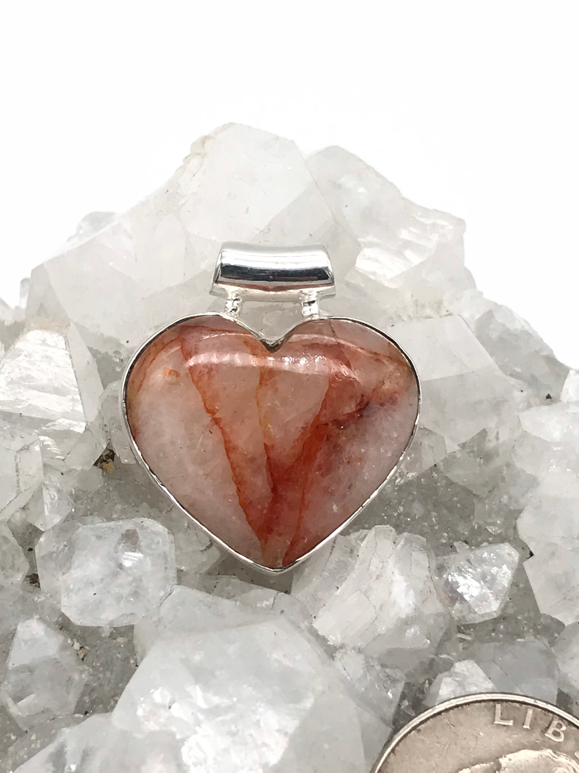 Abstract Hematoid Quartz Heart Pendant