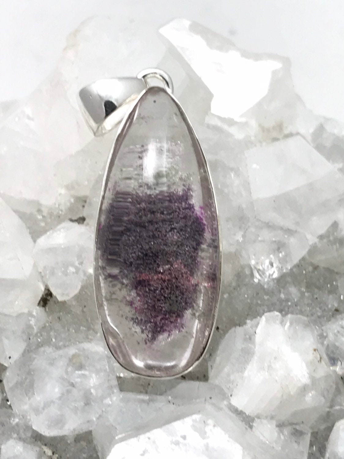 Abstract Lodolite Quartz Crystal Pendant