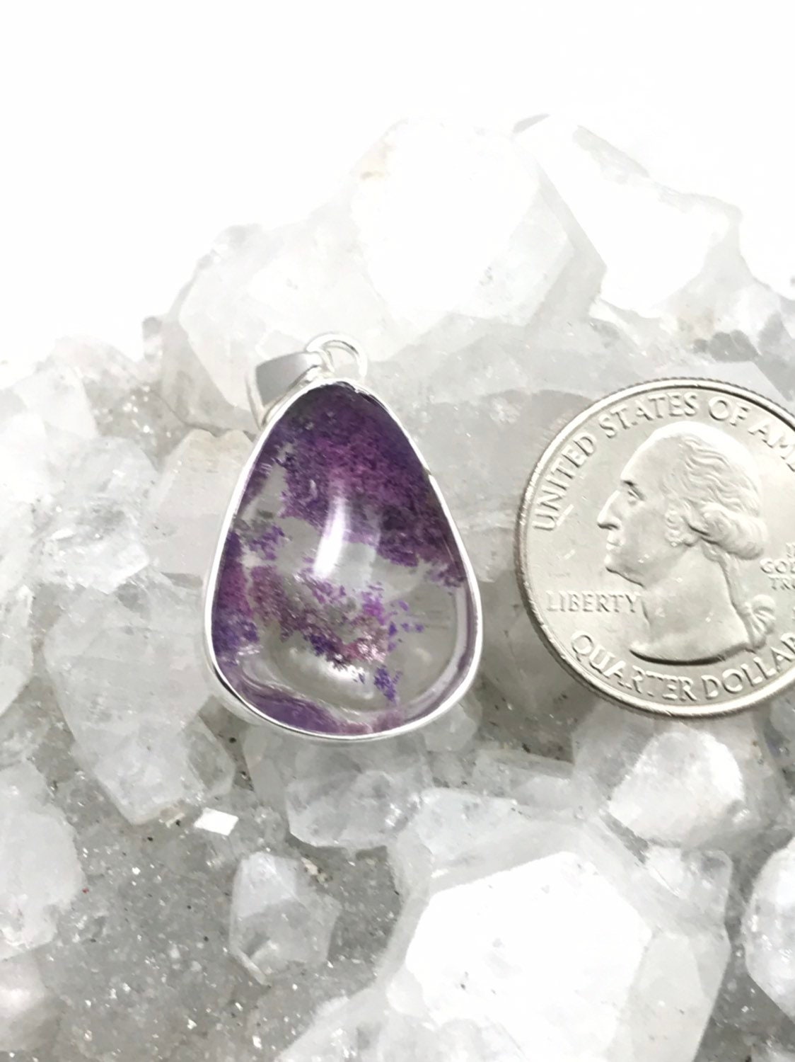 Abstract Lodolite Quartz Crystal Pendant