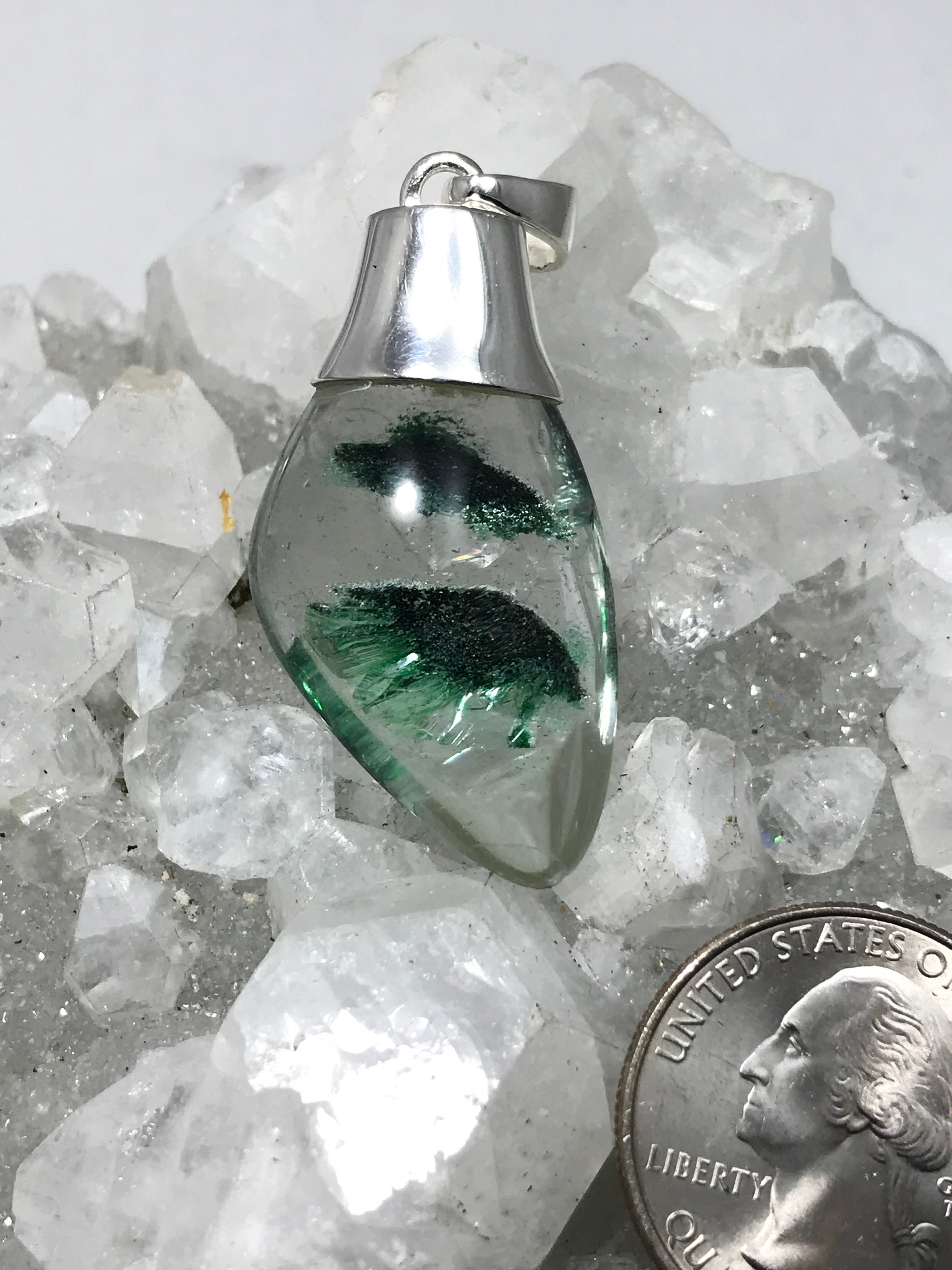 Abstract Lodolite Quartz Crystal Pendant