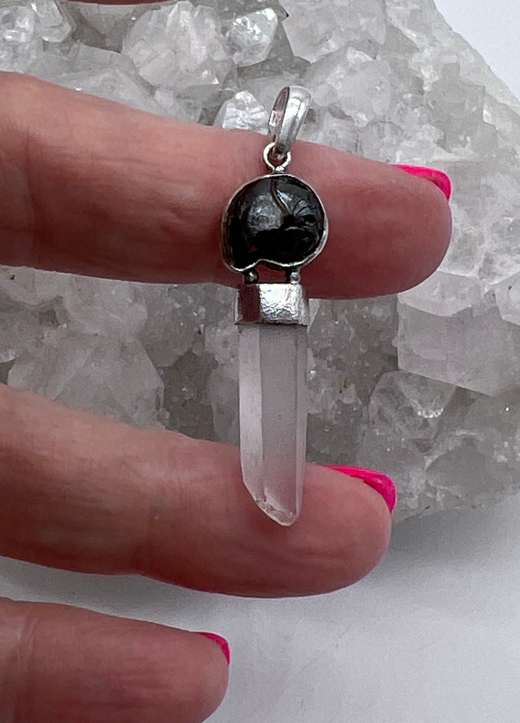 Ammonite And Quartz Crystal Pendant