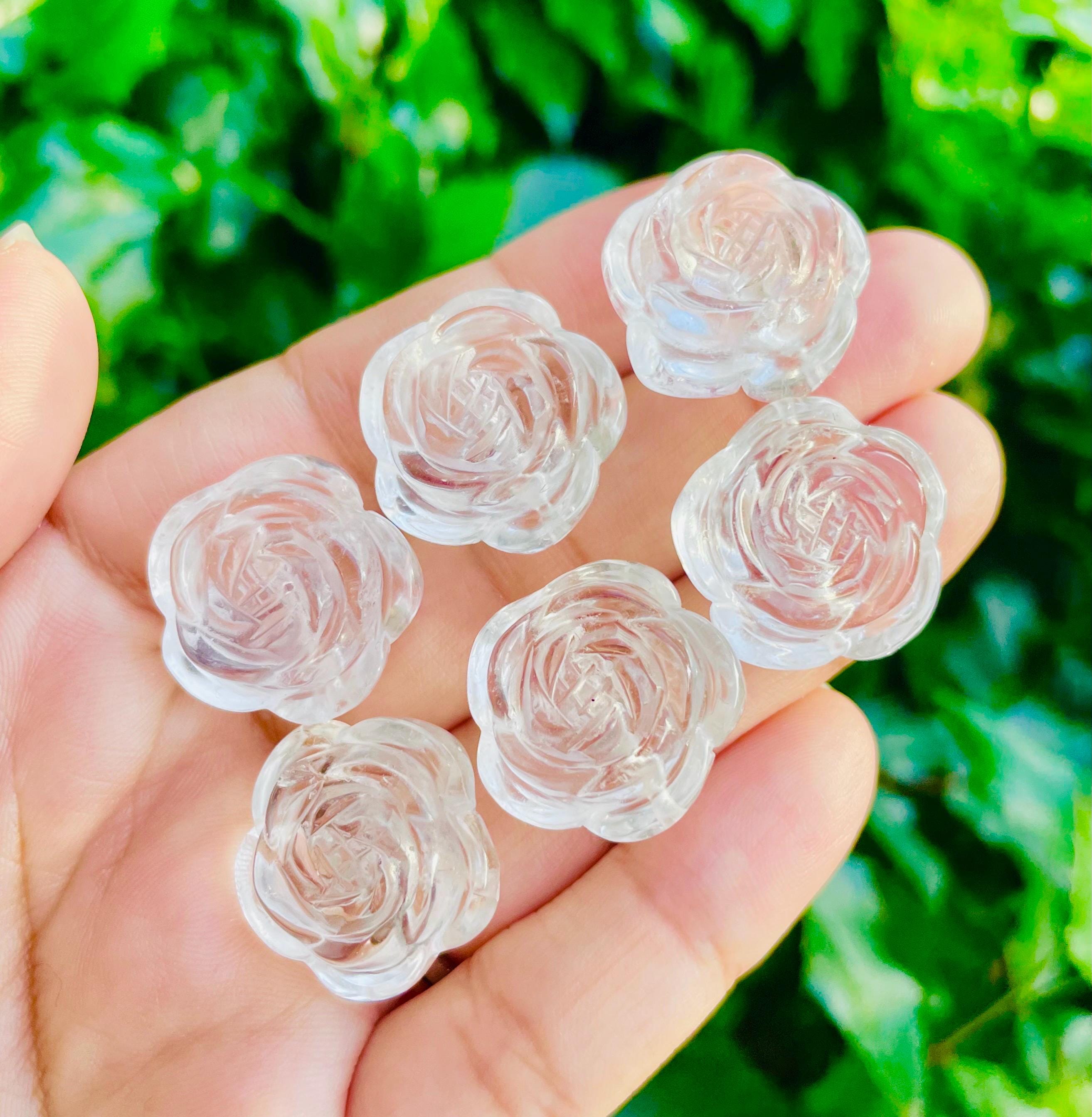 Clear Quartz Crystal Rose: Carved Gemstone Pendant (20-25 Mm)