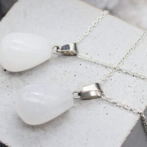 Clear Quartz Pendant Necklace: Sterling Silver Chain, Crystal Healing