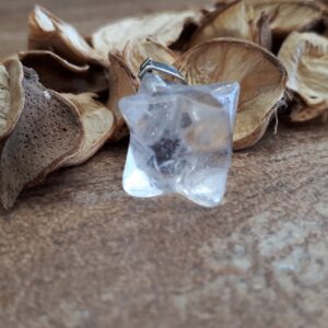 Clear Quartz Star - Merkava Quartz Crystal - Merkava Quartz Pendant Necklace, Quartz Gemstone - Reiki Healing Stone - Healing Quartz Crystal