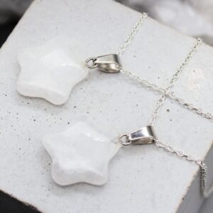 Clear Quartz Star Necklace: Sterling Silver Crystal Pendant