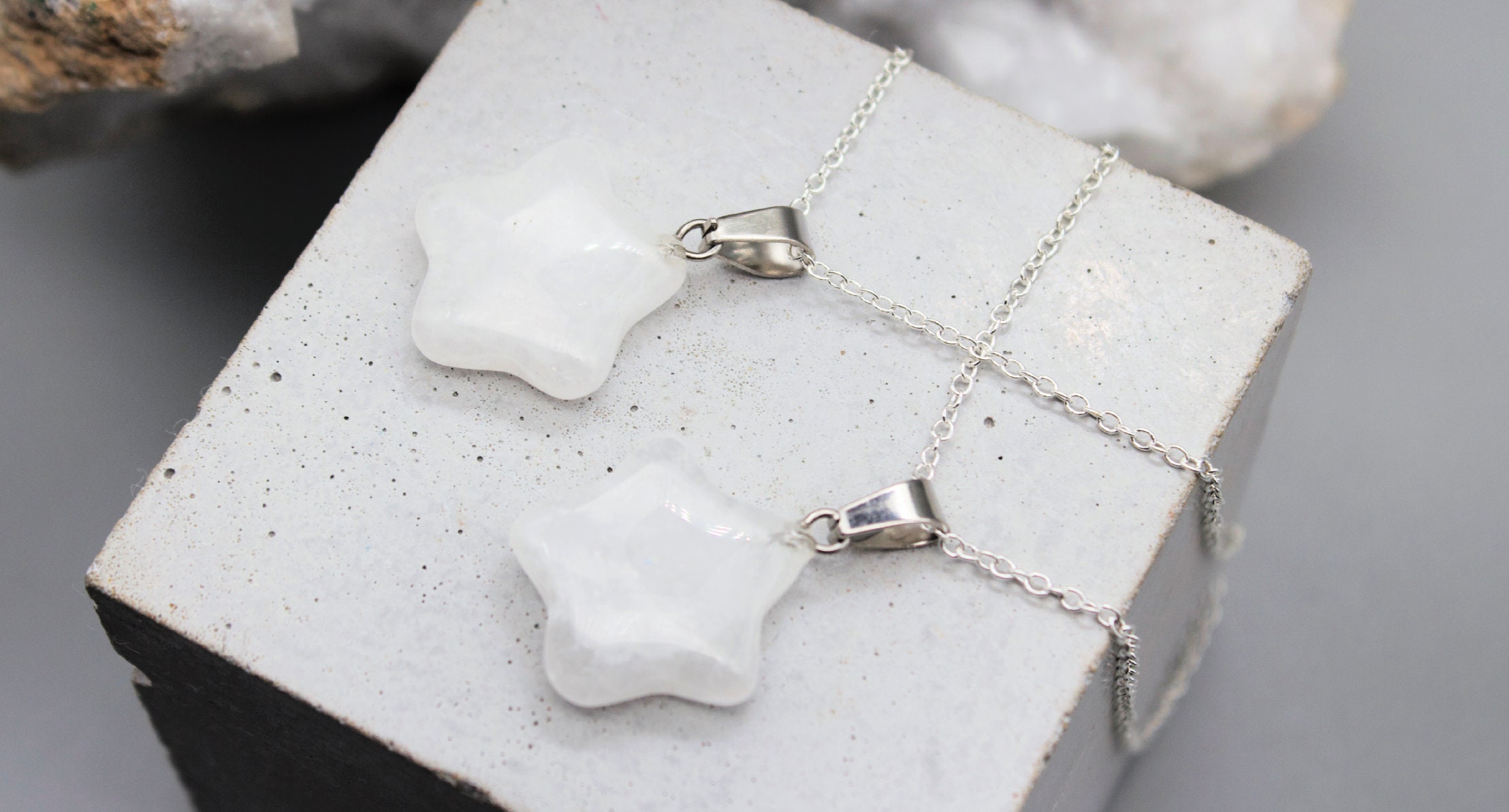 Clear Quartz Star Necklace: Sterling Silver Crystal Pendant