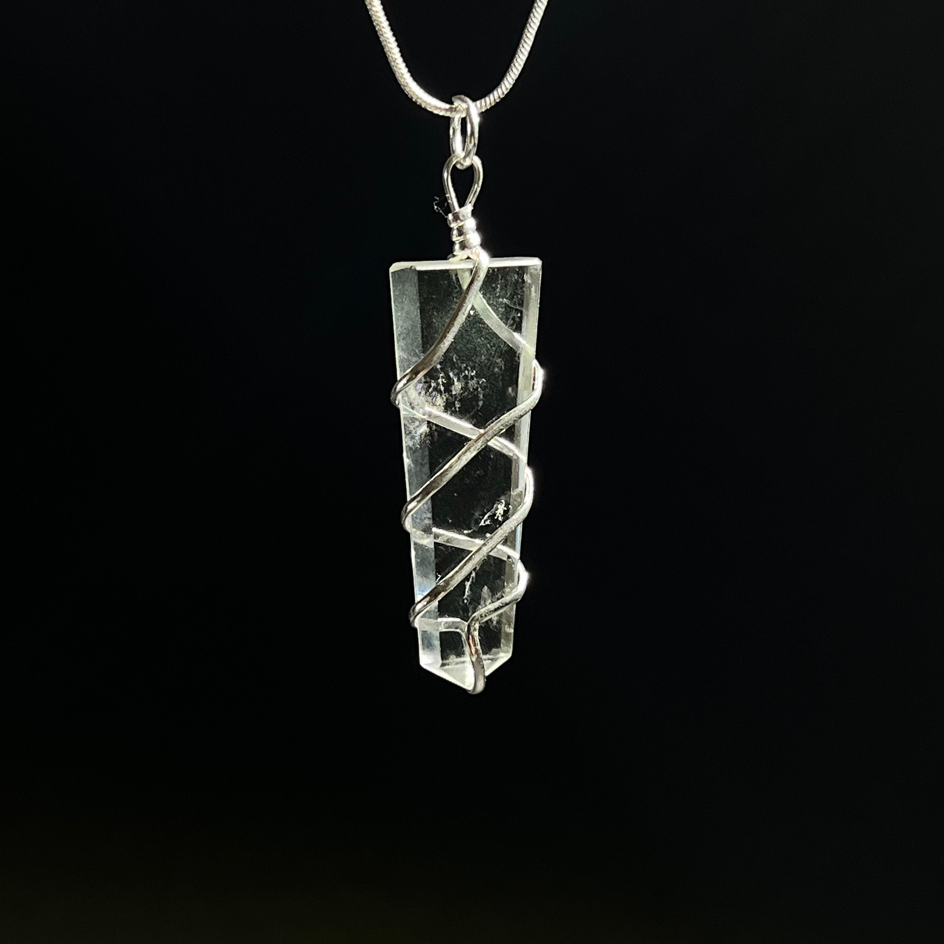 Clear Quartz Wire Wrapped Pendant Necklace