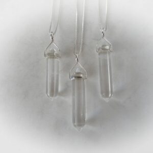 Quartz Crystal Necklace • Clear Quartz Point • Sterling Gemstone Point • Crystal Pendant • Layering Necklace • Gemstone Appeal • Gsa