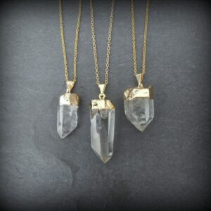 Quartz Crystal Necklace Gold • Genuine Natural Quartz Crystal Point Pendant • Natural Raw Quartz Point • Layering Necklace • Affordable Gift