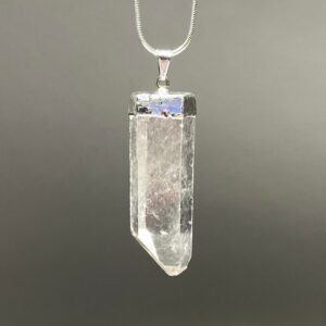 Quartz Crystal Necklace, Quartz Point Gemstone Pendant With Chain