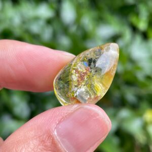 Drilled Garden Quartz Pendant: Polished Crystal Gemstone (23x16mm) 5.1g