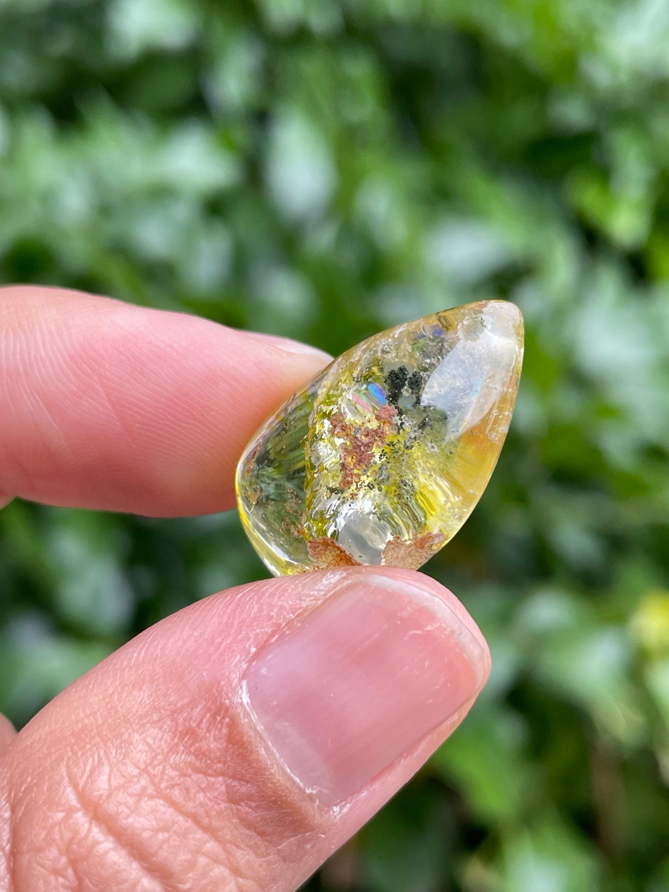 Drilled Garden Quartz Pendant: Polished Crystal Gemstone (23x16mm) 5.1g