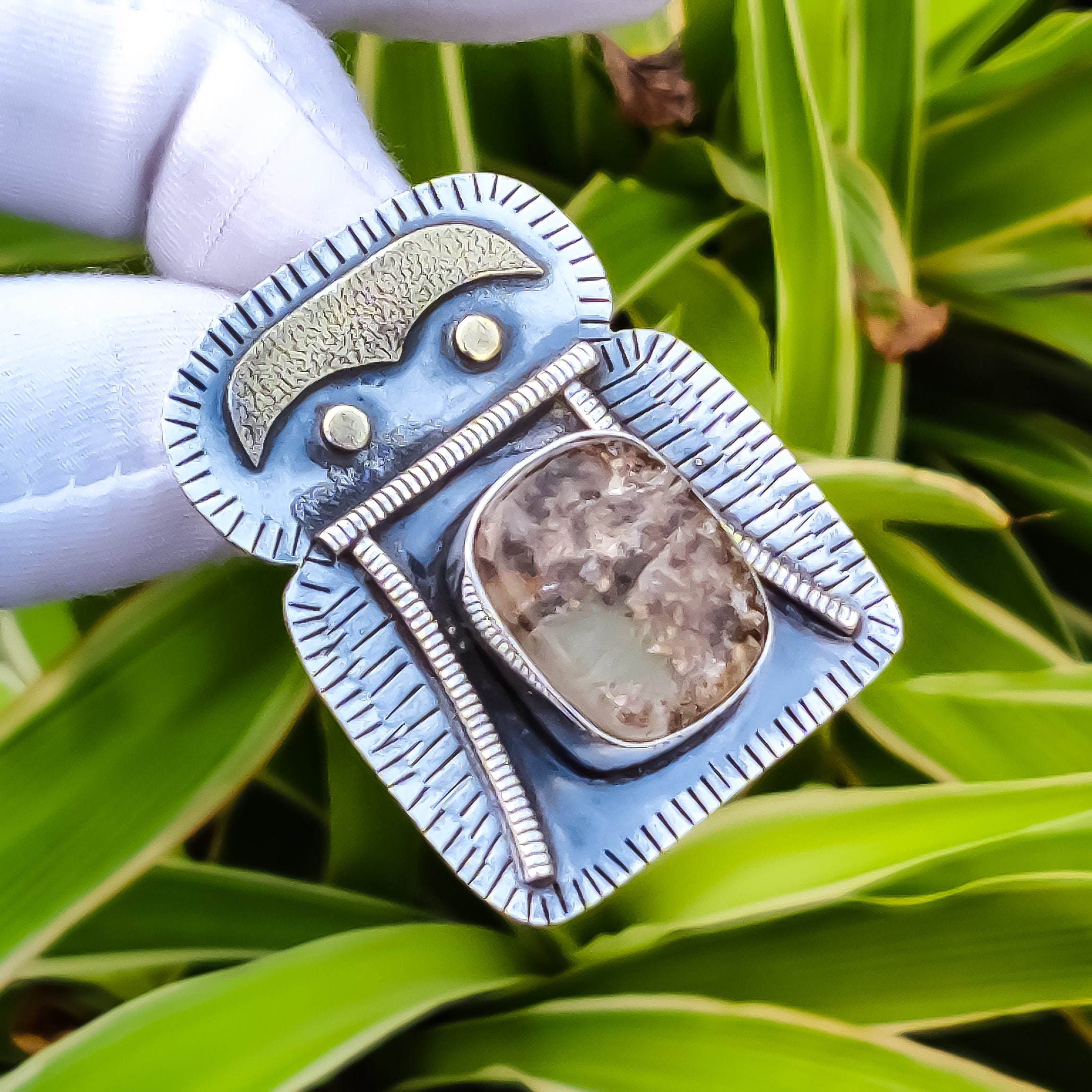 Handmade Garden Quartz Pendant: 925 Sterling Silver, 18k Gold Plated Handmade Garden Quartz Pendant: 925 Sterling Silver, 18k Gold Plated