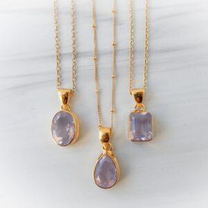 Lavender Quartz Necklace Gold Vermeil • Light Purple Stone Pendant
