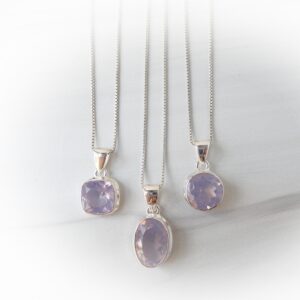 Lavender Quartz Necklace Sterling Silver • Lavender Quartz Necklace • Sterling Silver Lavender Quartz Necklace • Light Purple Stone Pendant