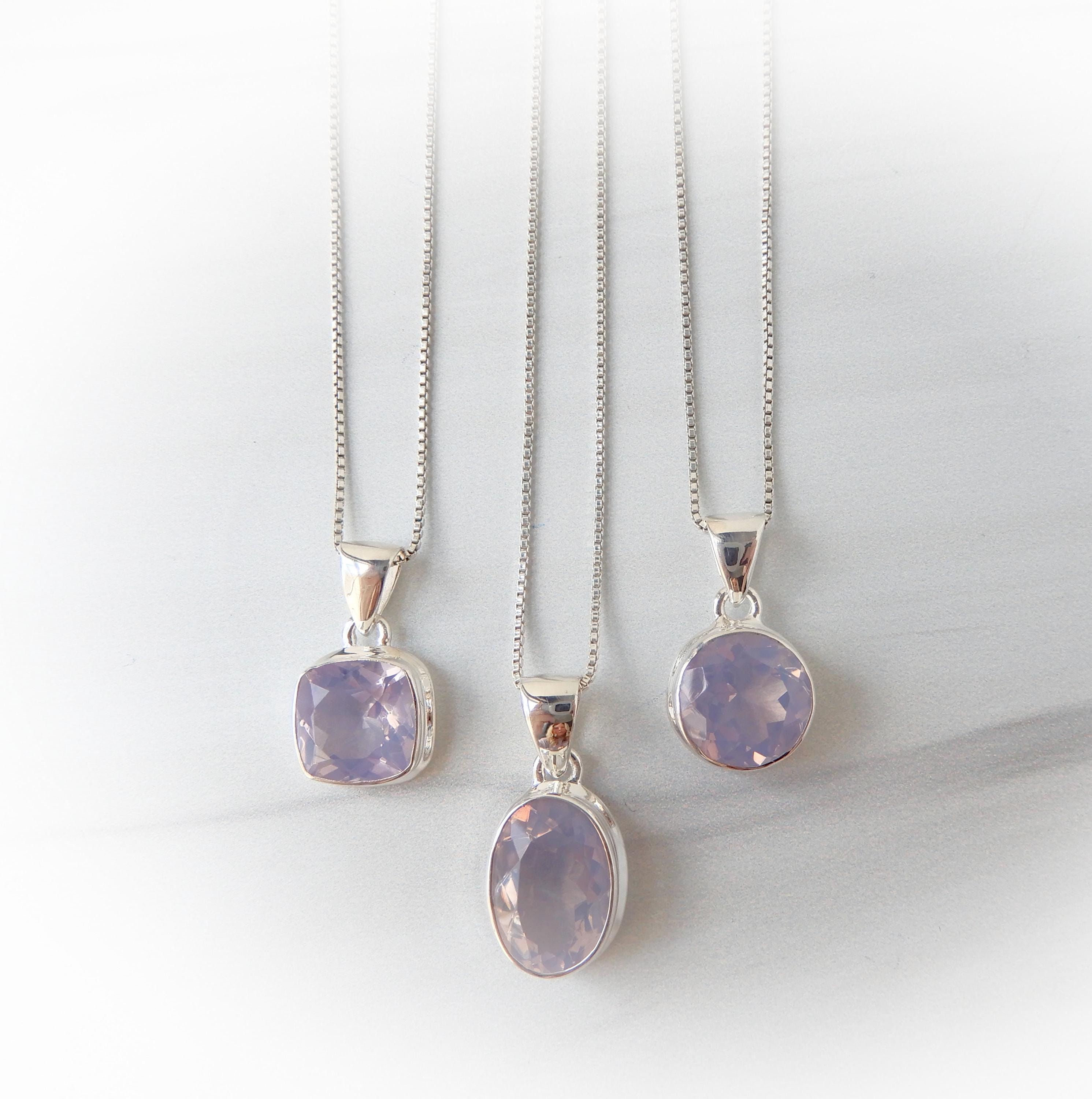 Lavender Quartz Necklace Sterling Silver • Lavender Quartz Necklace • Sterling Silver Lavender Quartz Necklace • Light Purple Stone Pendant