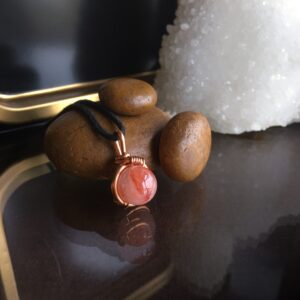 Red Hematoid Quartz Necklace, Handmade Copper Wire Wrapped Pendant