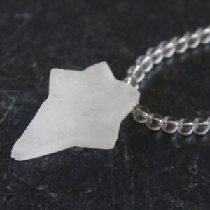 Rock Crystal Star Pendant Necklace: Rough White Crystal Jewelry