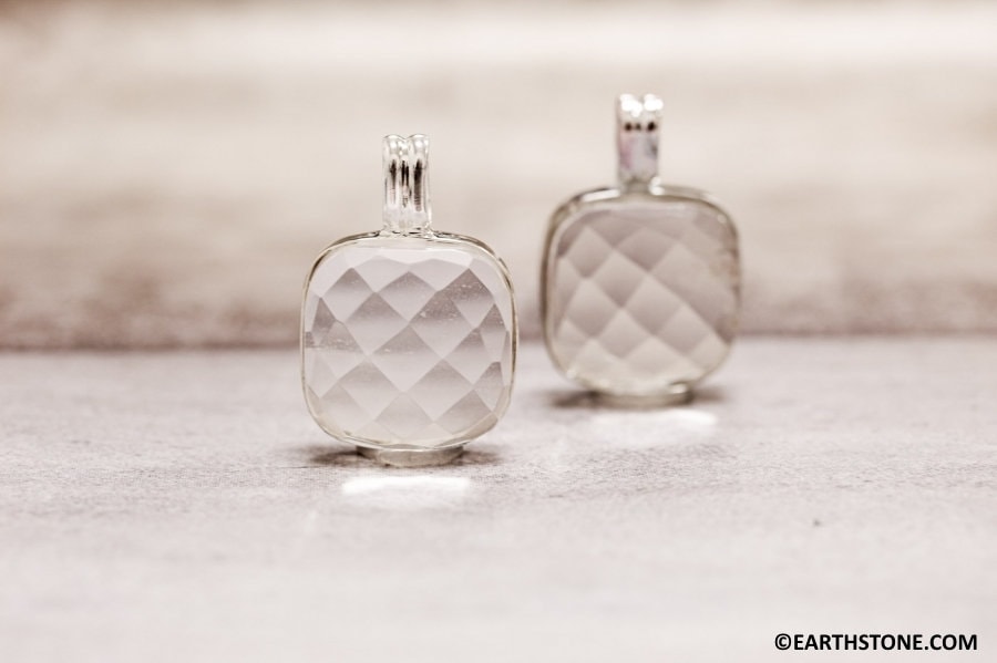 Xl/ Rock Crystal 22x22mm Square Bezel Pendant 925 Sterling Silver Clear Quartz Priced Per Piece
