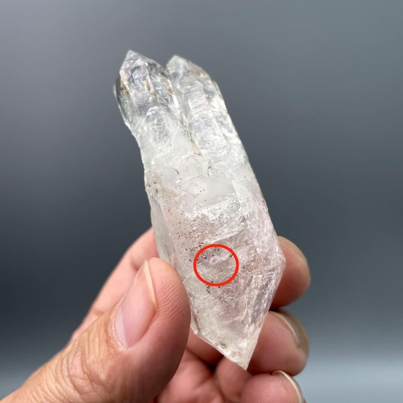 3.1" Natural Quartz Crystal 3 Terminated Point, Rare Raw Enhydro Quartz Point,mineral Specimen Bubbles Enhydro Quartz,moving Bubbles