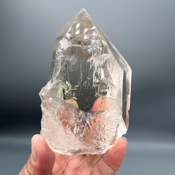 5.9“natural Clear Himalayan Quartz Crystal,amazing Raw/rough Unpolished Quartz Point/record Keeper/linear Ridge/witchcraft Tool/heart Chakra
