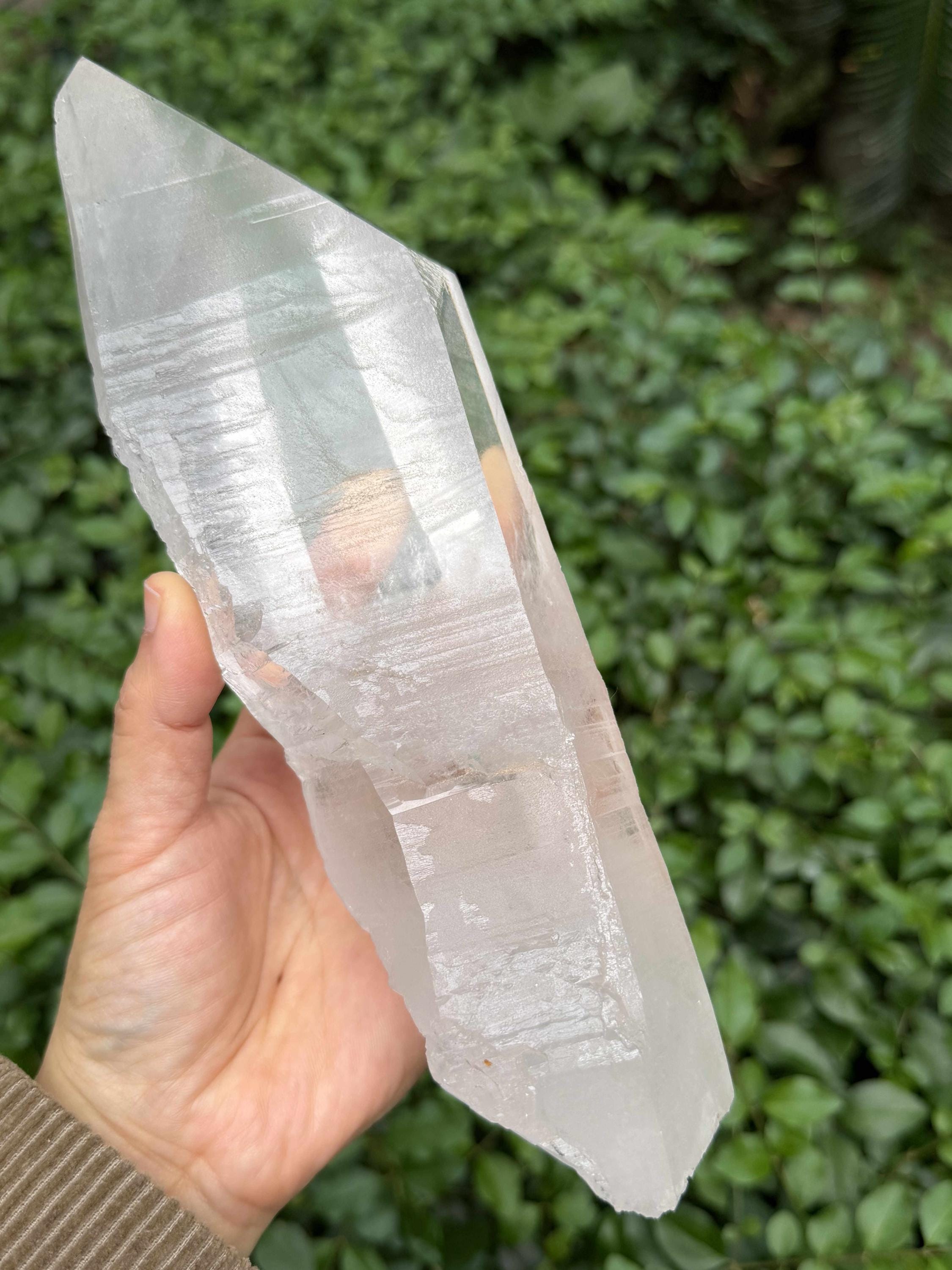 Double Terminated Muzo Lemurian Quartz/laser Knife Crystal/akashic Striation/meditation/energy /reiki-1246 G