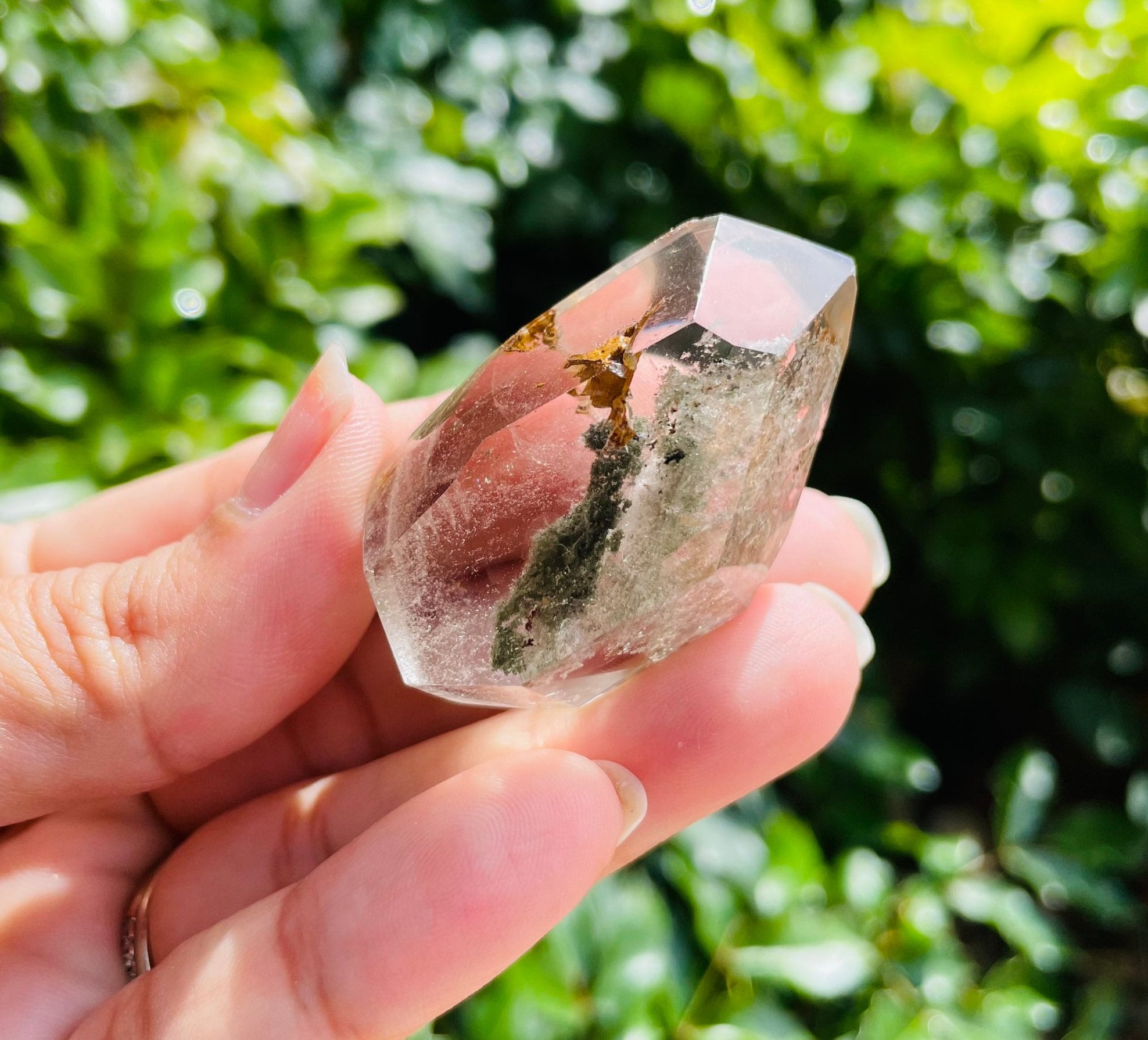Garden Quartz Point (38.61g) Polished Crystal Quartz Double Terminated Natural Gemstone - Garden Quartz Stone Mineral Specimen