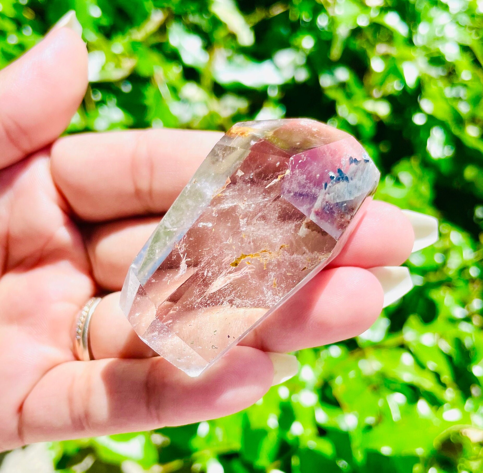 Garden Quartz Point (59.22g) Polished Crystal Quartz Double Terminated Natural Gemstone - Garden Quartz Stone Mineral Specimen