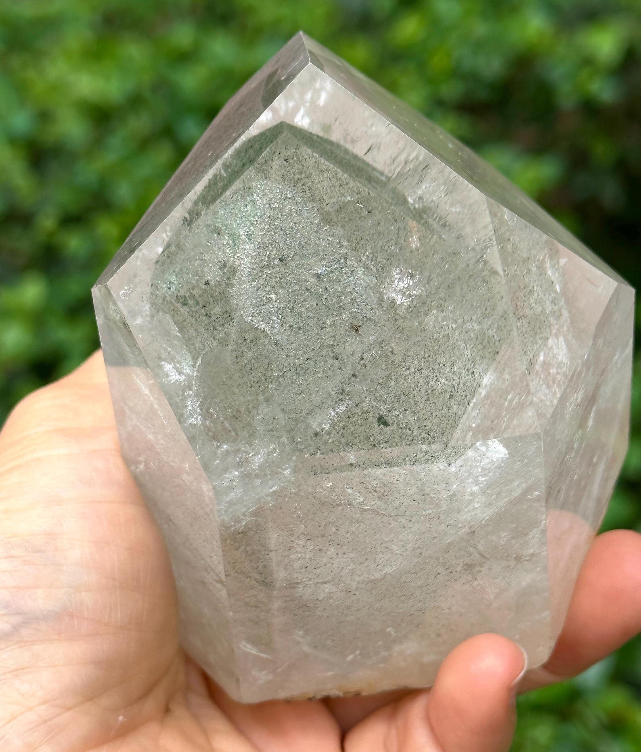 Rare Clear Green Phantom Pyramid Included In Quartz Crystal Point-polished/chlorite Inclusion Quartz/garden Scenic Crystal Collection-611 G