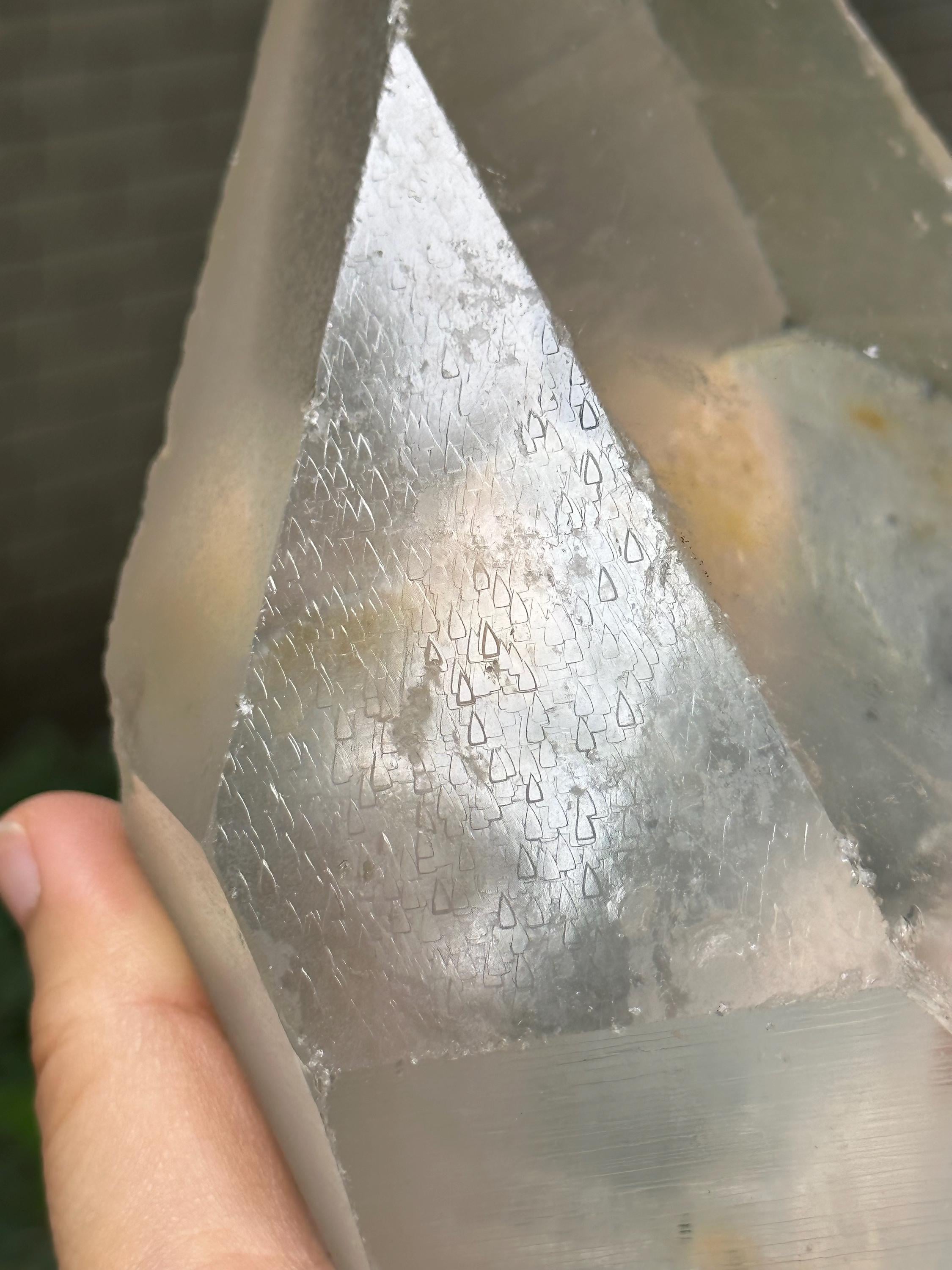 Rare Perfect Clear Record-keeper Quartz Crystal Point/generator Triangle Marks Energy Crystal/reiki/healing/meditation-1061 G