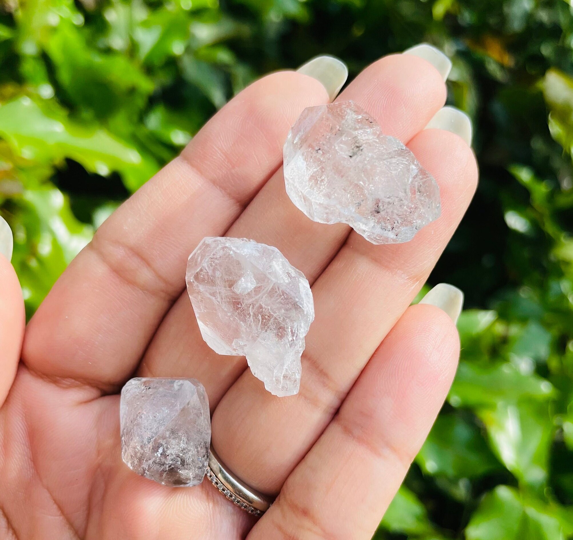 Tibetan Quartz Points (tbt24) 3 Raw Crystal Quartz Set Double Terminated Natural Gemstone - Raw Quartz Stone Mineral Specimen