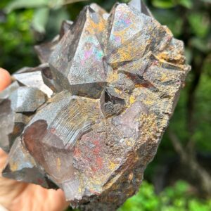 3.9 lbs Rare Natural Silver Rainbow Aura Ancient-mined Quartz Crystal Cluster/Colorful Abundance Crystals-1772 g