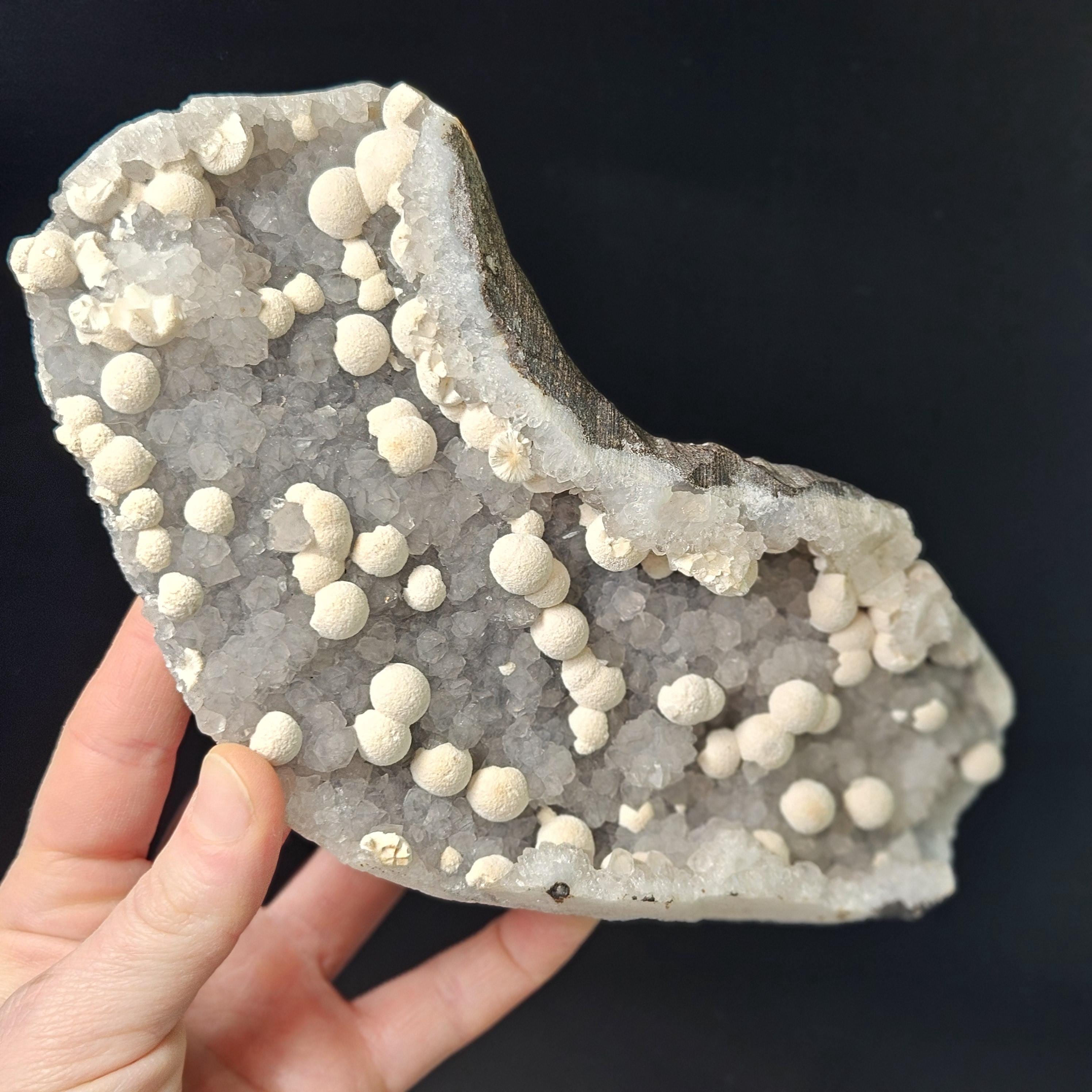 Raw Mordenite Crystals On Quartz: Rare Crystal Specimen From India