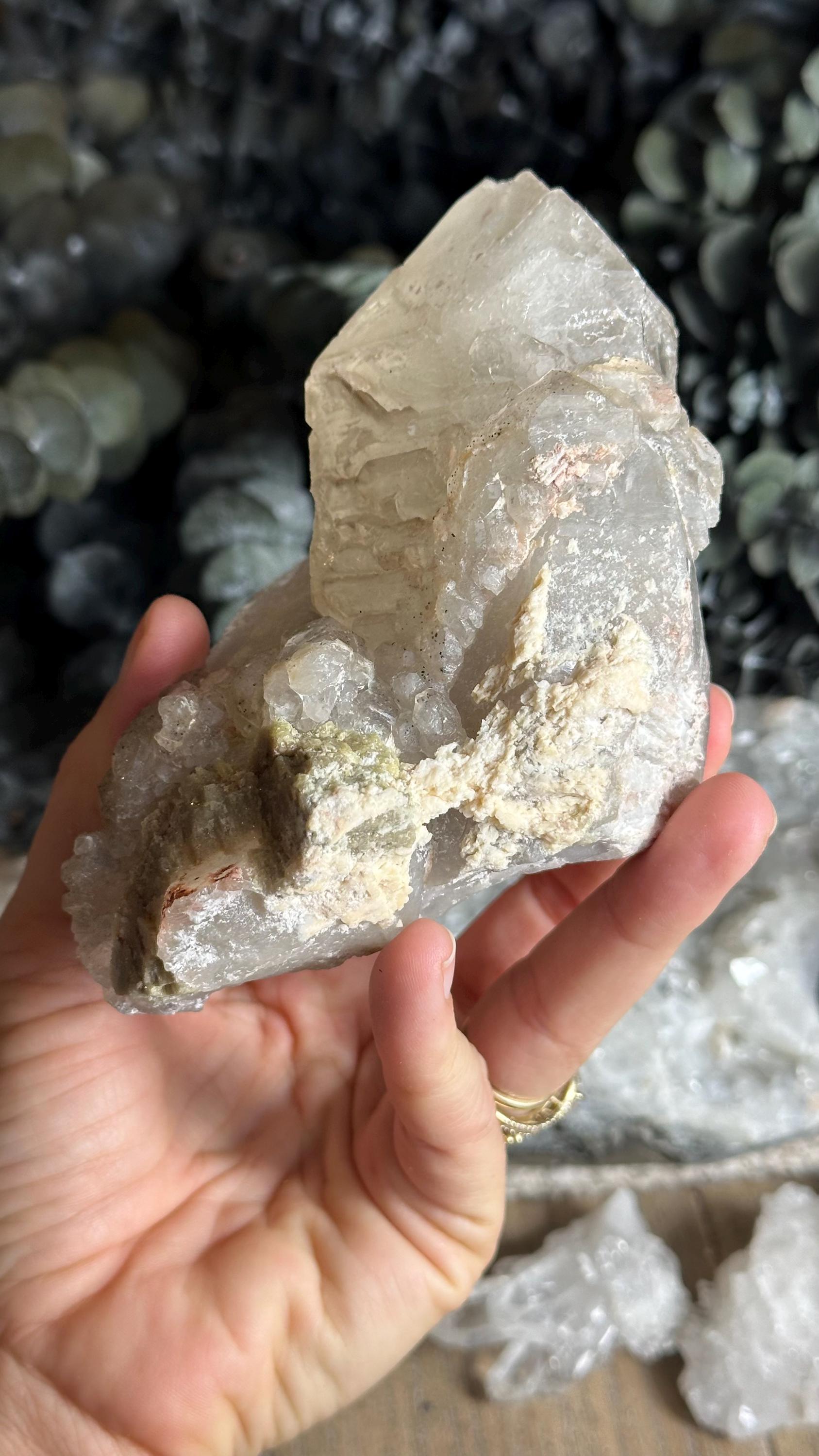 Raw Muscovite In Elestial Cathedral Quartz Rough Specimen Raw Muscovite In Elestial Cathedral Quartz Rough Specimen