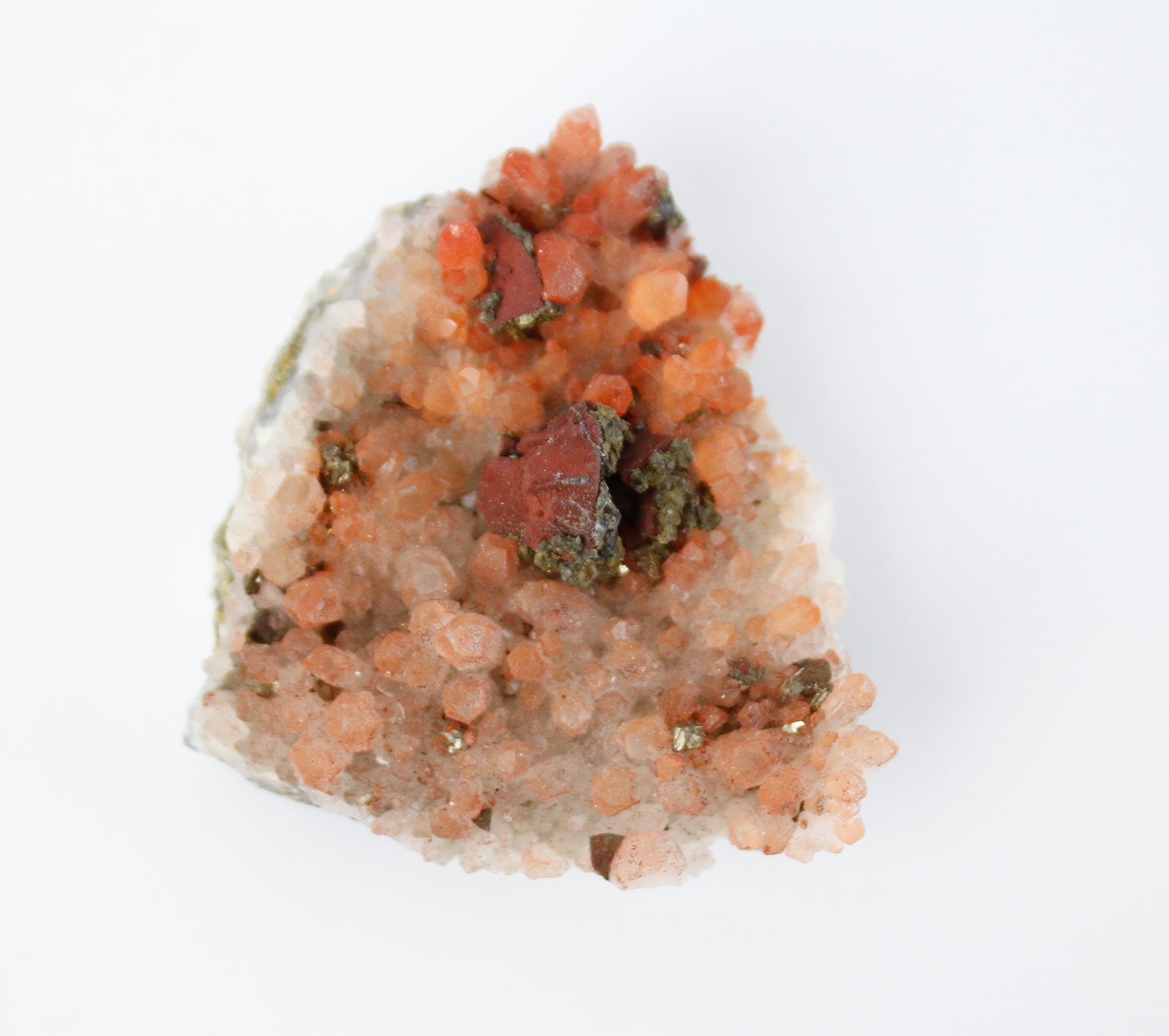 Red Quartz Cluster With Chalcopyrite From China Red Quartz Cluster With Chalcopyrite From China