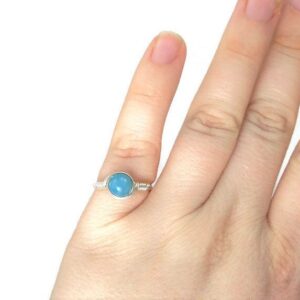 Blue Sponge Quartz .999 Fine Silver Wire Wrapped Ring