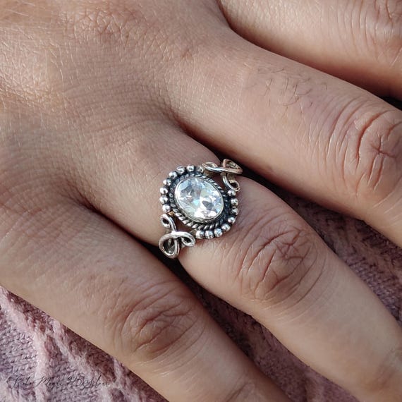 Crystal Quartz Gemstone Ring / Handmade Sterling Silver Jewelry / Designer Minimalist Ring